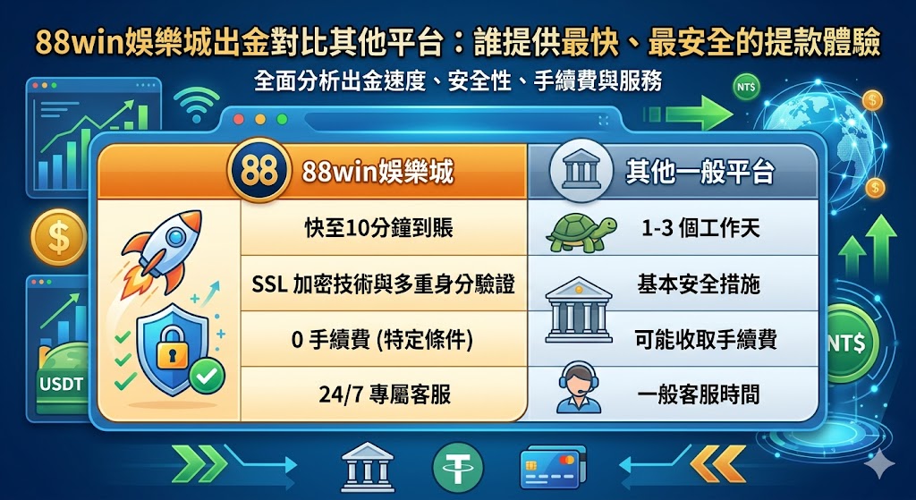 88win娛樂城出金對比其他平台:誰提供最快、最安全的提款體驗